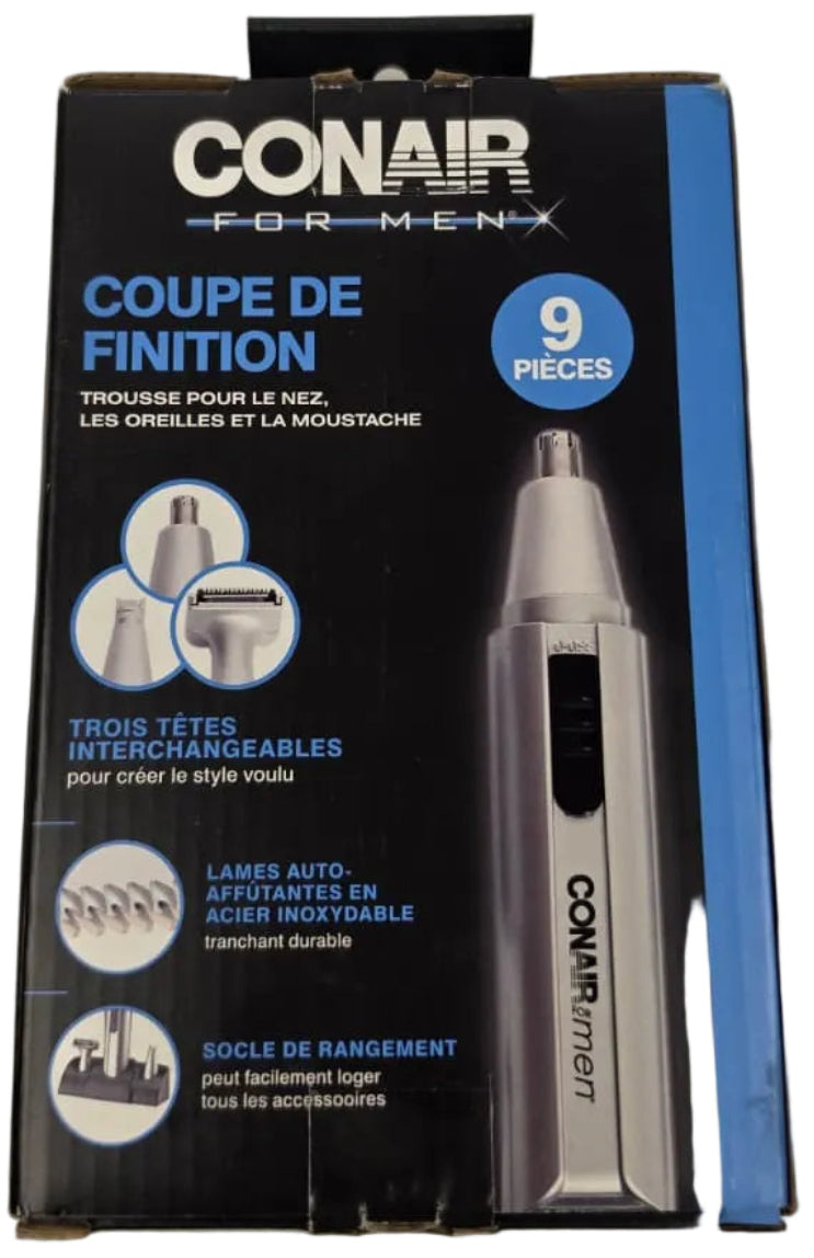 Trousse de toilettage 9 pièces ConairMAN pour nez, oreilles et barbe