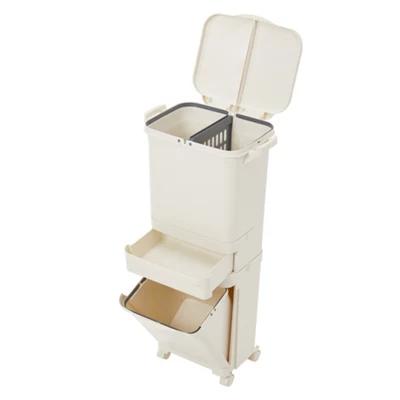 42L 3-Tier Kitchen Trash Can with Wheels & Lid | Garbage & Recycling Bin | New